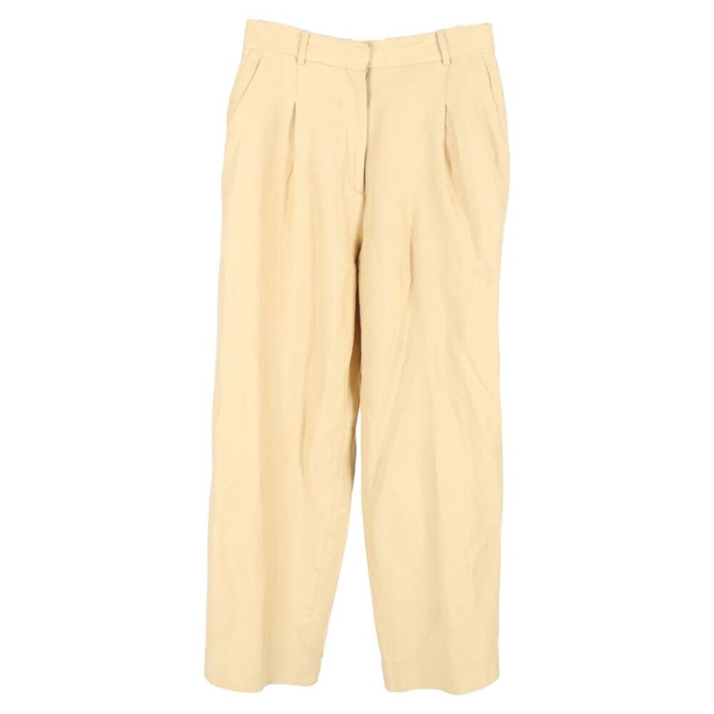 Sandro Paris Wide-Leg Trousers in Yellow Cotton